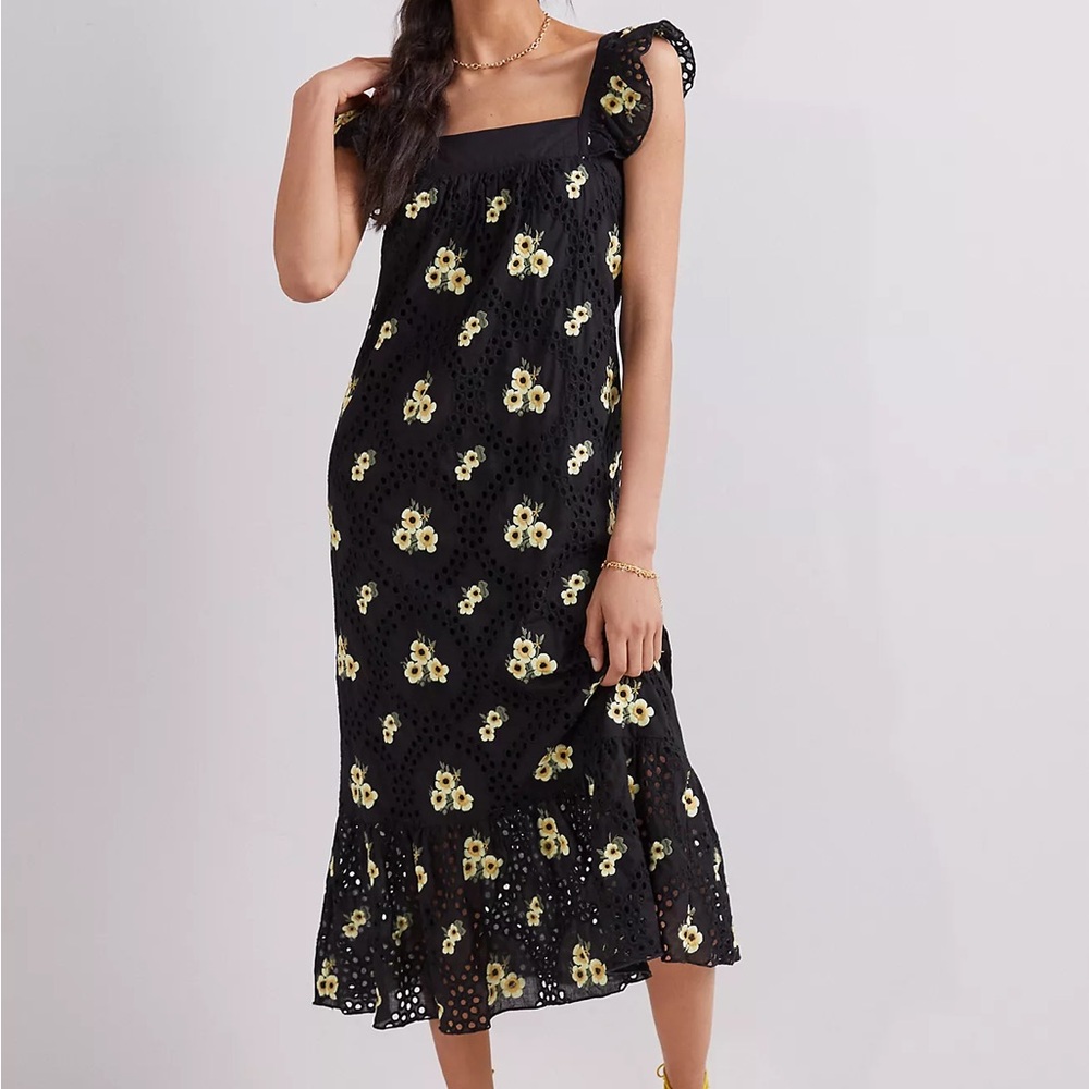 Anna Sui Anna Sui Posies Embroidered Maxi Dress large new
